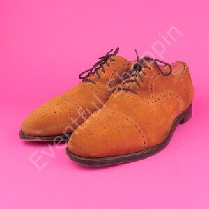 Alfred Sargent Shoes Mens 8.5 Brown Suede Cap Toe Oxfords Brogue Snuff England